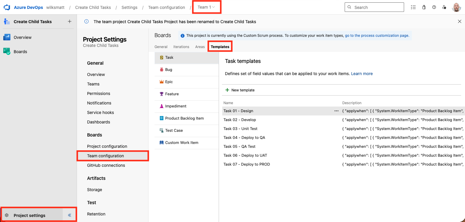 ADO Project Team Templates